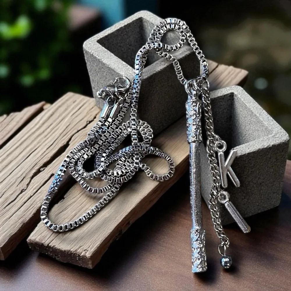 Dungeons and Dragons Monk necklace Monk staff and the initials KI DND jewelry
